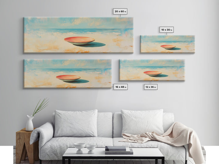 Minimal Beach Bowl Seascape Wall Art, Coastal Canvas Print, Modern Nautical Decor, Serene Ocean Landscape Painting For Beach House