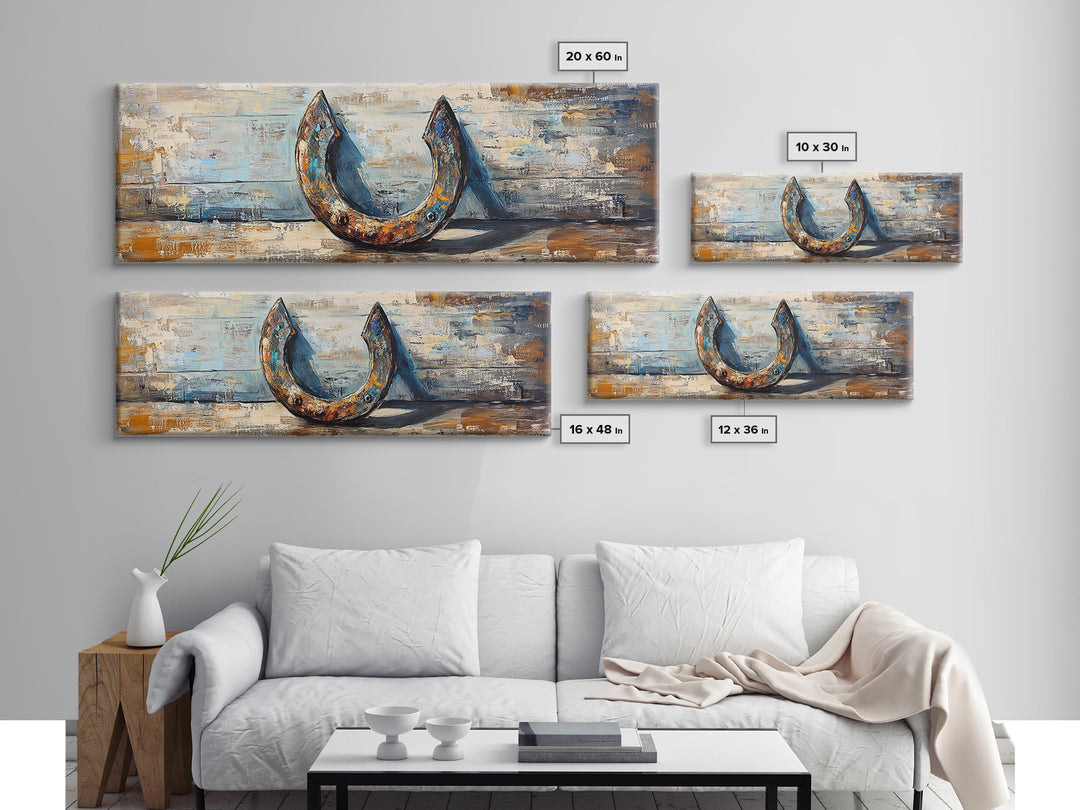 Rusty Horseshoe Western Still Life Wall Art, Farmhouse Rustic Decor, Cowboy Canvas Print For Entryway Or Man Cave Wall Decor Gift