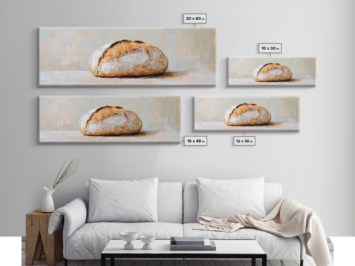 Crusty Artisan Bread Loaf Still Life Canvas Print, Rustic Kitchen Wall Art, Bakery Decor, Food Lover Gift, Farmhouse Decor