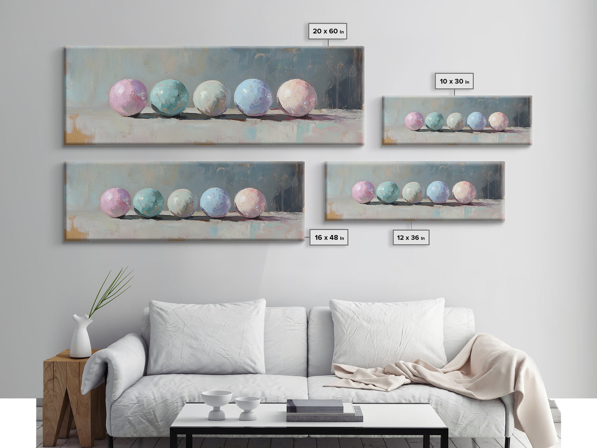 Soft Pastel Spheres Minimalist Wall Art, Abstract Canvas Print, Calming Bedroom Decor, Modern Neutral Home Decor Gift Idea