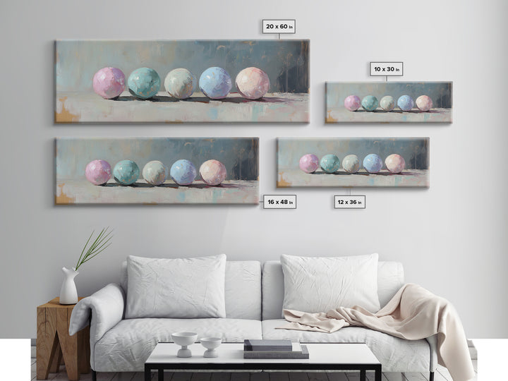 Soft Pastel Spheres Minimalist Wall Art, Abstract Canvas Print, Calming Bedroom Decor, Modern Neutral Home Decor Gift Idea