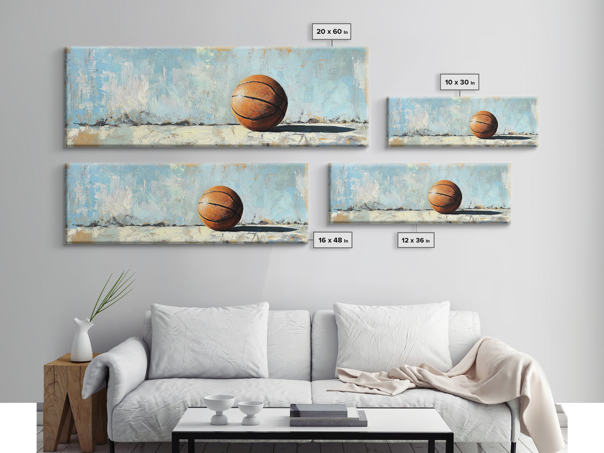 Basketball Canvas Print, Minimal Sports Wall Art, Boys Room Decor, Game Room Art, Gift For Him, Modern Man Cave Decor, Office Decor