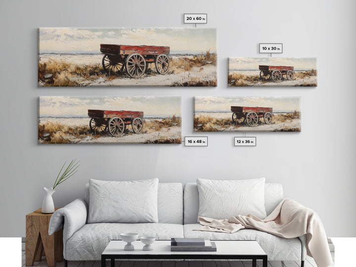 Red Farm Wagon In Snow Wall Art, Rustic Landscape Canvas Print, Farmhouse Decor, Country Winter Art, Cozy Home Decor Gift