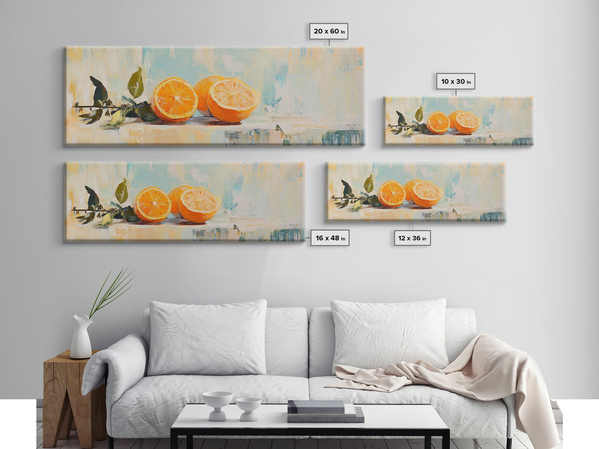 Fresh Orange Still Life Wall Art, Citrus Kitchen Canvas Print, Mediterranean Decor, Fruit Art, Dining Room Prints Gift Idea