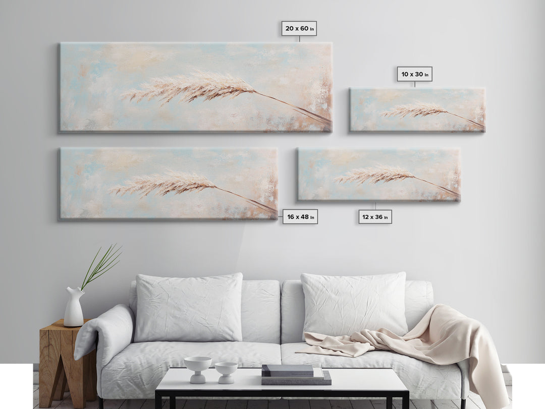 Soft Pampas Grass Feather Canvas Print, Neutral Wall Art, Minimalist Boho Decor, Calming Bedroom Above Bed Wall Home Decor