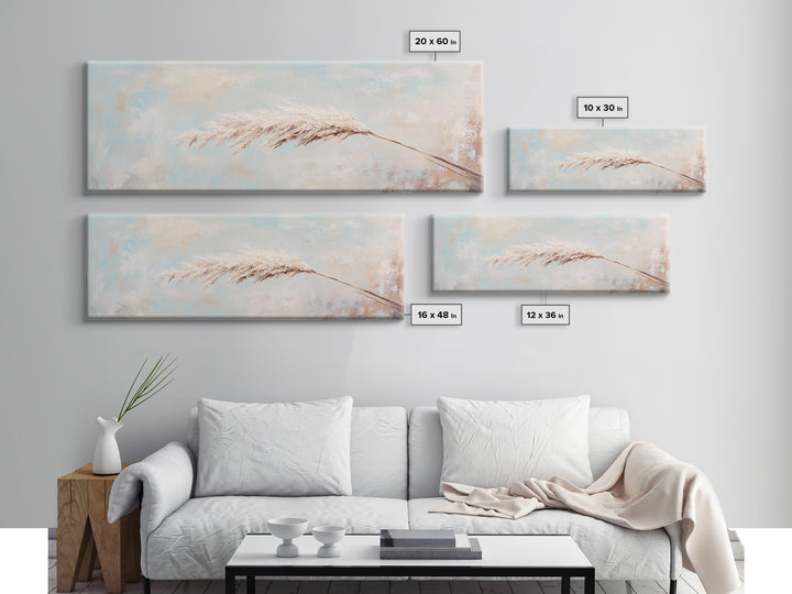 Soft Pampas Grass Feather Canvas Print, Neutral Wall Art, Minimalist Boho Decor, Calming Bedroom Above Bed Wall Home Decor