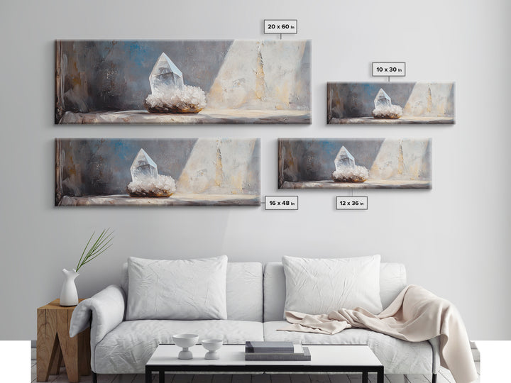 Clear Quartz Crystal On Windowsill Canvas Print, Spiritual Wall Art, Minimalist Home Decor, Meditation Room Gift For Her