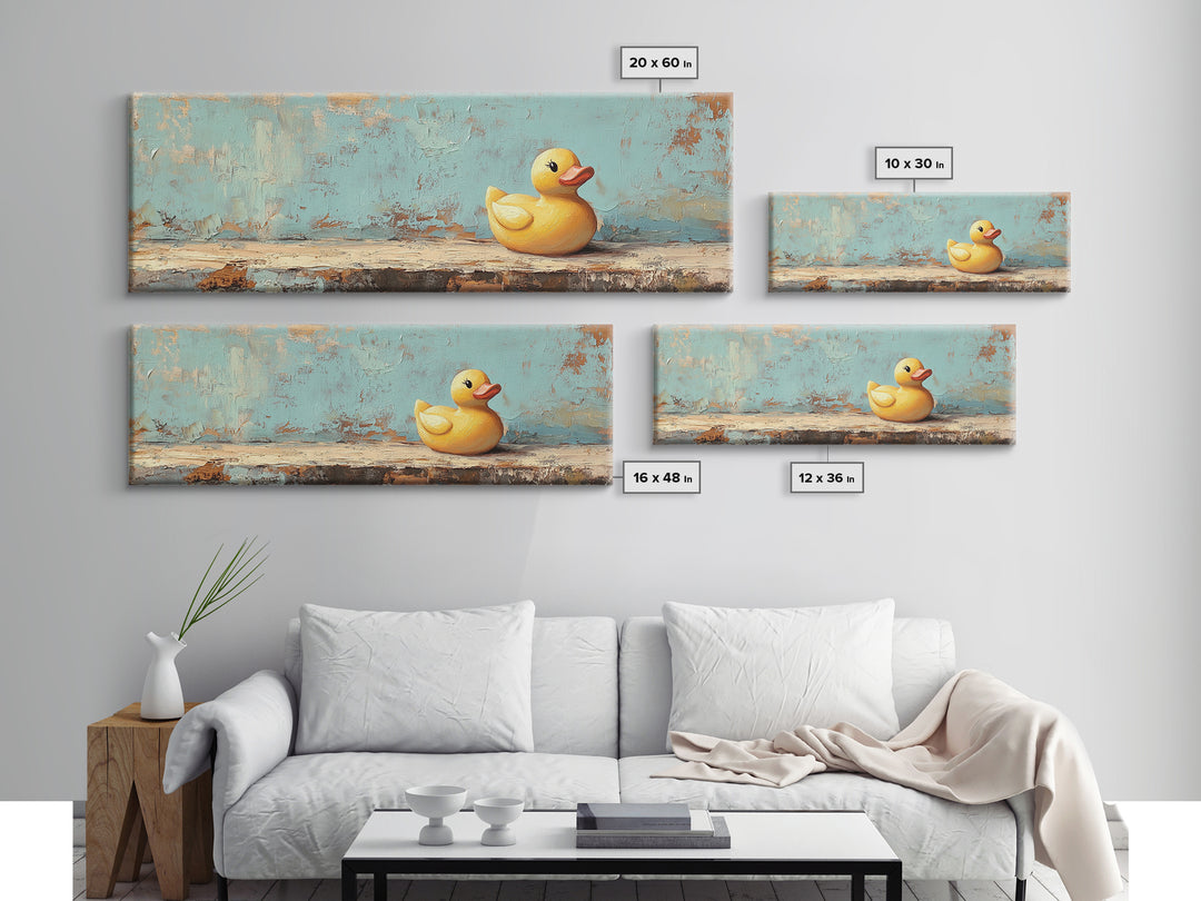 Yellow Rubber Duck Wall Art, Whimsical Bathroom Canvas Print, Cute Kids Room Decor, Playful Nursery Gift, Fun Wall Decor