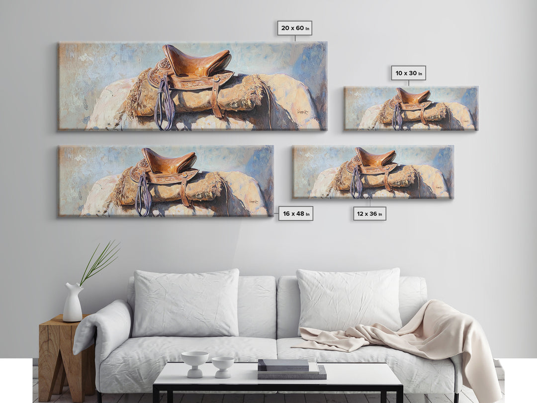 Western Horse Saddle Wall Art, Rustic Ranch Decor, Cowboy Farmhouse Canvas Print, Equestrian Wall Decor, Horse Lover Gift For Him