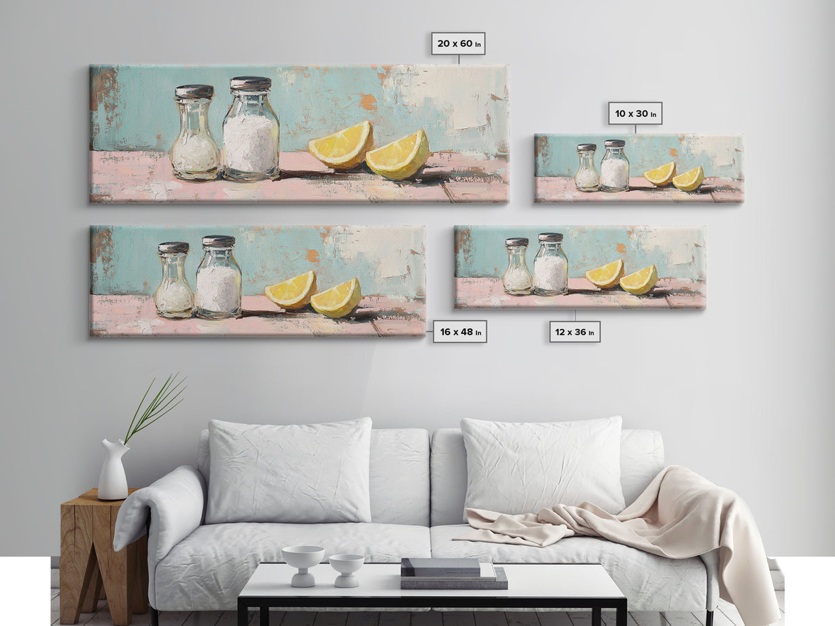 Salt And Pepper With Lemon Canvas Print, Kitchen Wall Art, Farmhouse Decor, Foodie Gift, Dining Room Prints, Cute Kitchen Art