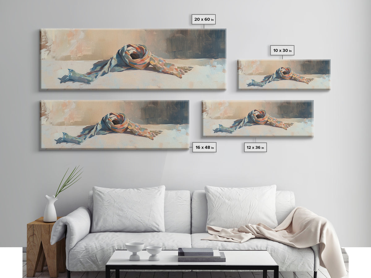 Soft Folded Scarf Still Life Canvas Print, Feminine Wall Art, Neutral Home Decor, Bedroom Decor, Gift For Her, Modern Art