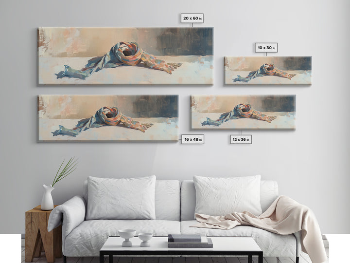 Soft Folded Scarf Still Life Canvas Print, Feminine Wall Art, Neutral Home Decor, Bedroom Decor, Gift For Her, Modern Art