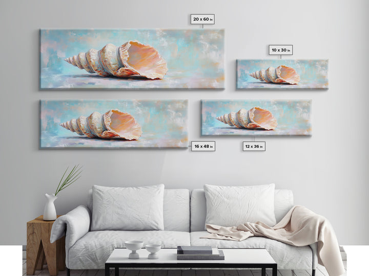 Large Pink Conch Seashell Framed Canvas Print, Coastal Wall Art, Beach House Decor, Ocean Wall Decor, Nautical Gift, Seaside Wall Art