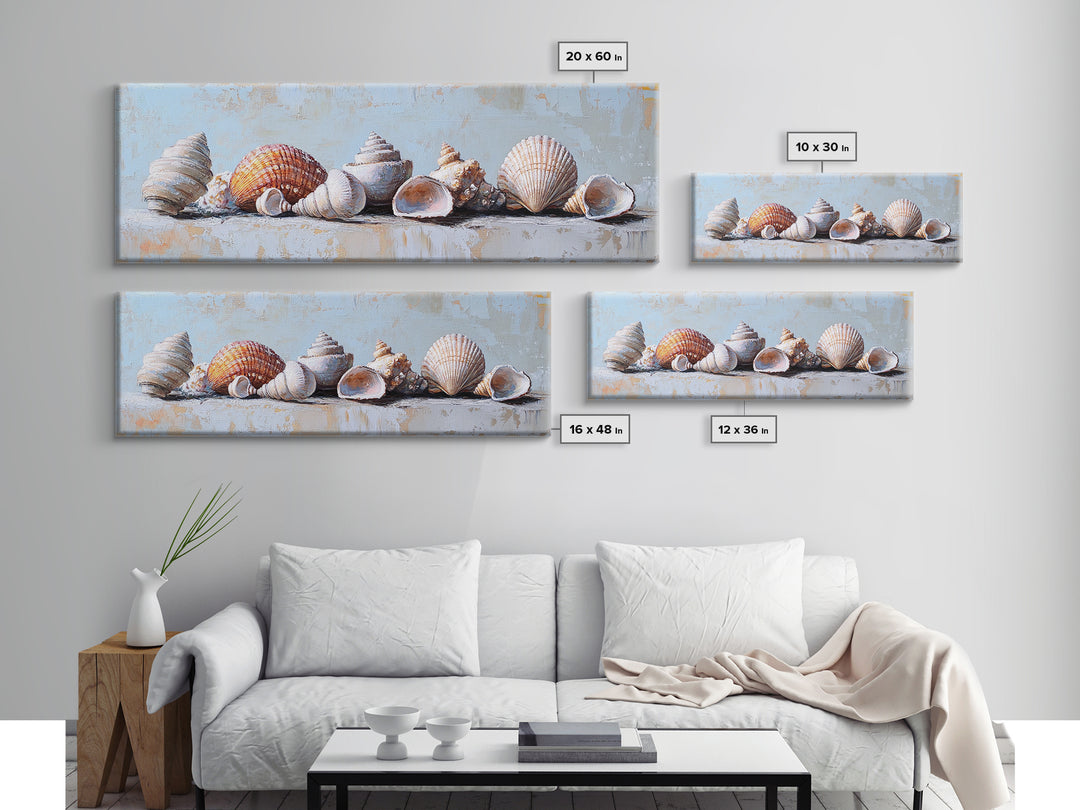 Coastal Seashell Collection Still Life Canvas Print, Beach Wall Art, Ocean Decor, Nautical Wall Decor, Beach House Gift Idea