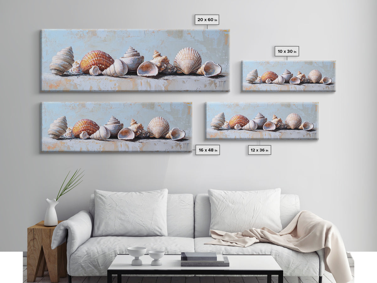 Coastal Seashell Collection Still Life Canvas Print, Beach Wall Art, Ocean Decor, Nautical Wall Decor, Beach House Gift Idea