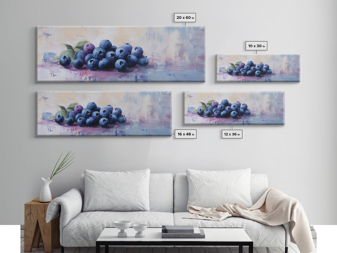 Blueberry Still Life Oil Painting Wall Art, Kitchen Framed Canvas Print, Fruit Art, Farmhouse Dining Room Decor, Foodie Gift