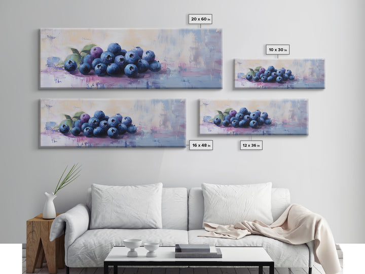 Blueberry Still Life Oil Painting Wall Art, Kitchen Framed Canvas Print, Fruit Art, Farmhouse Dining Room Decor, Foodie Gift