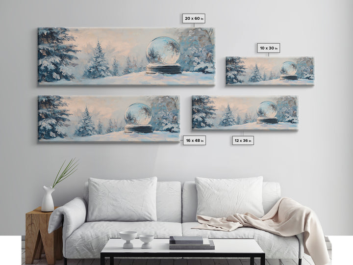 Snow Globe In Winter Forest Framed Canvas Print, Cozy Wall Art, Christmas Decor, Snowy Landscape, Holiday Gift For Living Room Decor