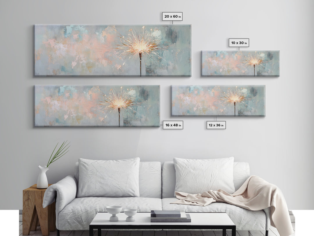 Bright Sparkler On Pastel Blue Canvas Print, Celebration Wall Art, New Year Decor, Party Wall Decor, Unique Gift For Her