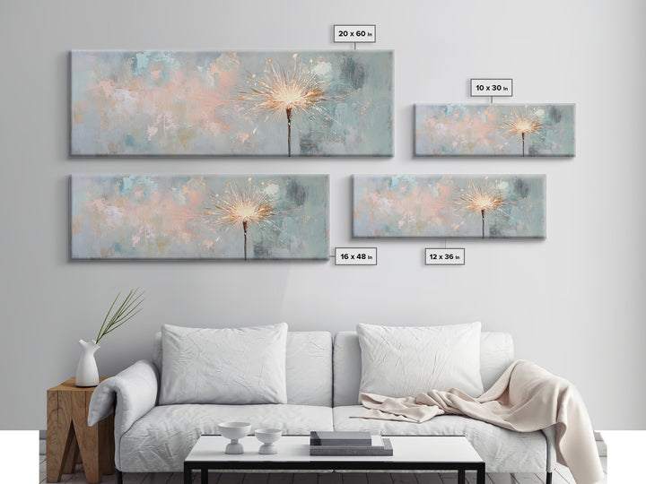 Bright Sparkler On Pastel Blue Canvas Print, Celebration Wall Art, New Year Decor, Party Wall Decor, Unique Gift For Her