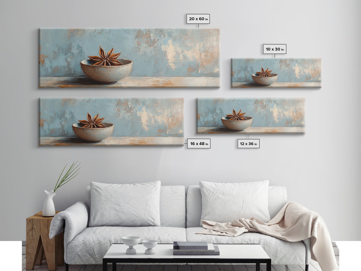 Star Anise Bowl Still Life Wall Art, Rustic Kitchen Decor, Neutral Canvas Print, Farmhouse Dining Room Artwork Home Decor Gift