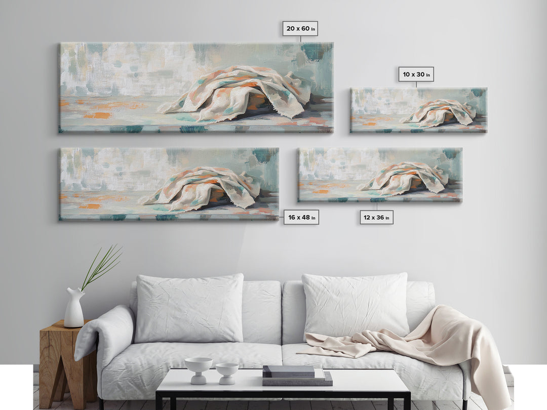 Soft Folded Linen Blanket Canvas Print, Neutral Wall Art, Minimalist Home Decor, Cozy Bedroom Decor, Wabi Sabi Art Print