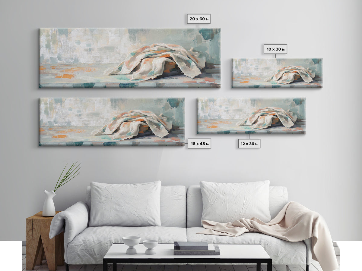 Soft Folded Linen Blanket Canvas Print, Neutral Wall Art, Minimalist Home Decor, Cozy Bedroom Decor, Wabi Sabi Art Print