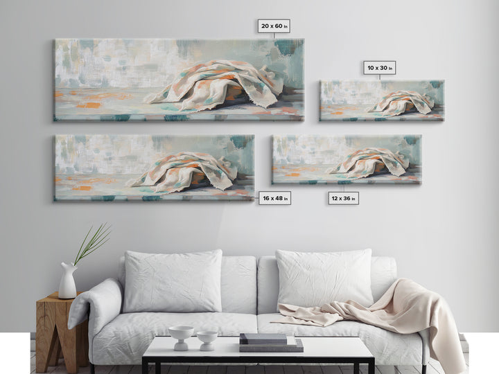 Soft Folded Linen Blanket Canvas Print, Neutral Wall Art, Minimalist Home Decor, Cozy Bedroom Decor, Wabi Sabi Art Print