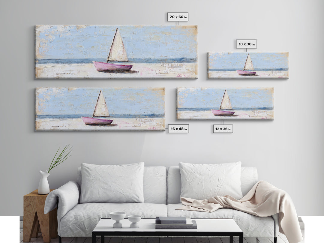 Small Sailboat On Calm Sea Canvas Print, Coastal Wall Art, Nautical Home Decor, Beach House Art, Serene Ocean Wall Decor