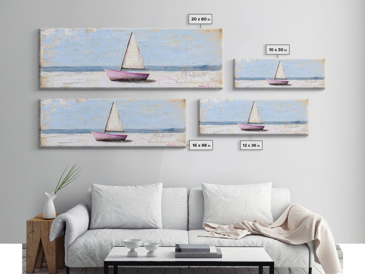 Small Sailboat On Calm Sea Canvas Print, Coastal Wall Art, Nautical Home Decor, Beach House Art, Serene Ocean Wall Decor
