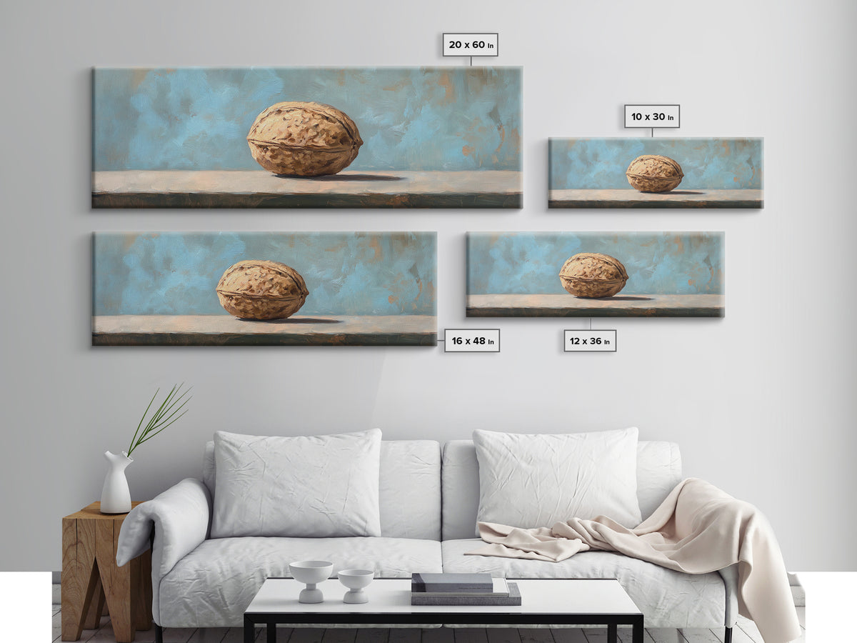Single Walnut Still Life Wall Art, Minimalist Rustic Kitchen Print, Neutral Food Painting, Modern Farmhouse Decor, Gift For Foodie