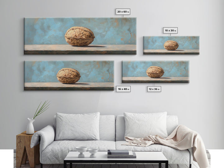 Single Walnut Still Life Wall Art, Minimalist Rustic Kitchen Print, Neutral Food Painting, Modern Farmhouse Decor, Gift For Foodie