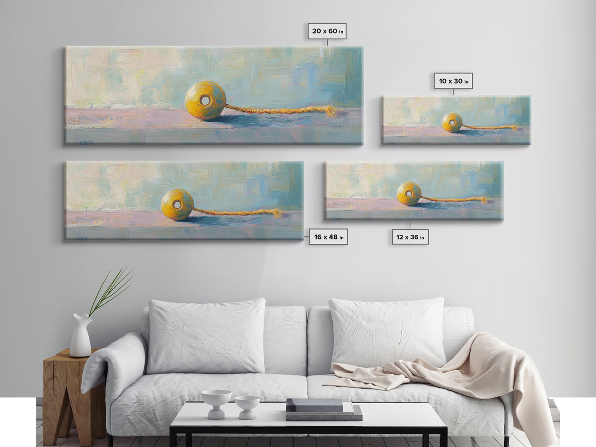 Yellow Yo Yo Toy Still Life Canvas Print, Minimalist Wall Art, Playroom Decor, Kids Room Art, Cheerful Modern Home Decor