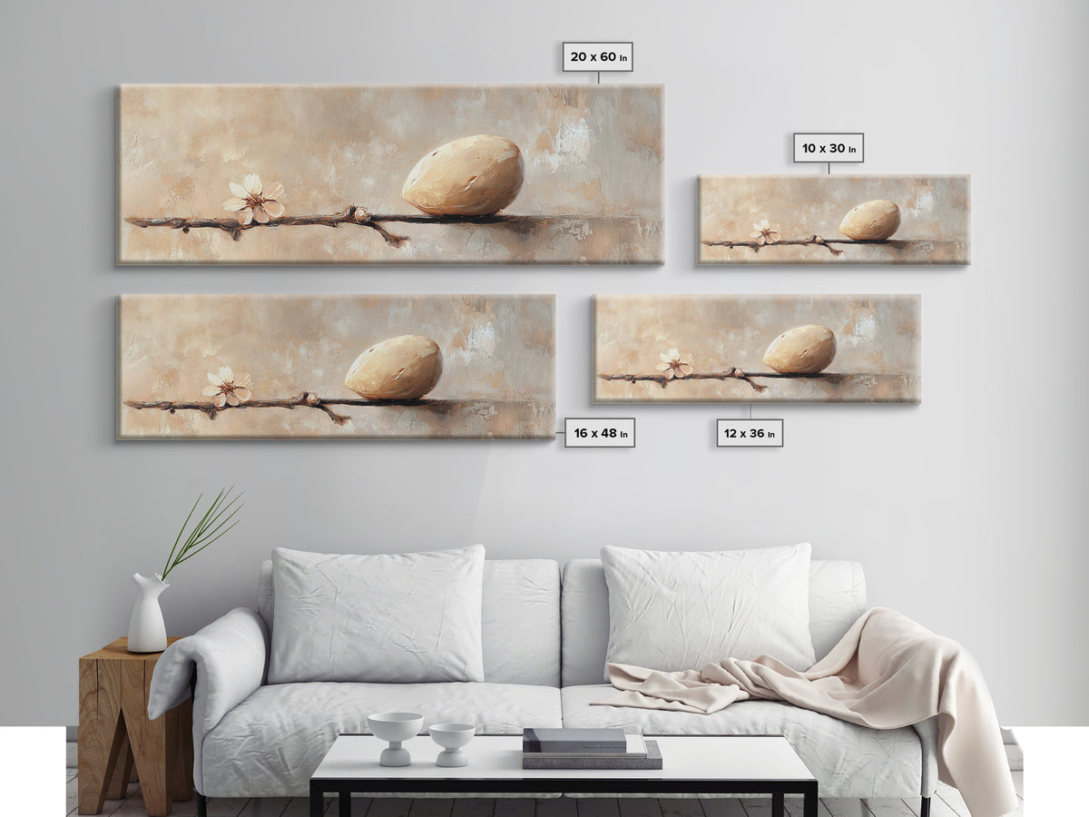 Almond On Branch Still Life Wall Art, Neutral Rustic Kitchen Decor, Minimalist Canvas Wall Art, Farmhouse Home Decor Gift