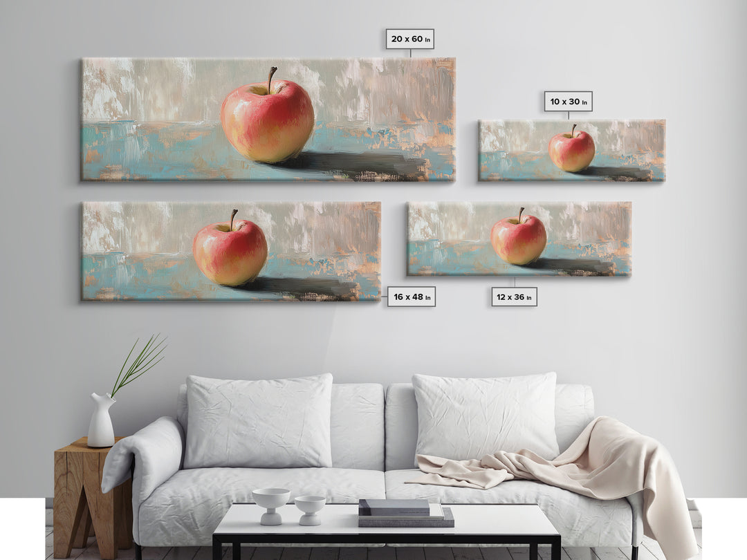 Single Red Apple Still Life Canvas Print, Minimal Kitchen Wall Art, Farmhouse Decor, Fruit Art Print, Housewarming Gift Idea