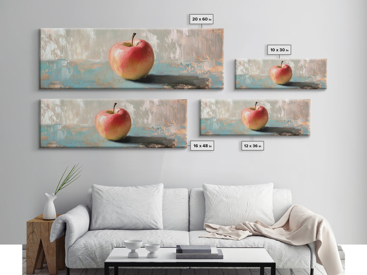Single Red Apple Still Life Canvas Print, Minimal Kitchen Wall Art, Farmhouse Decor, Fruit Art Print, Housewarming Gift Idea