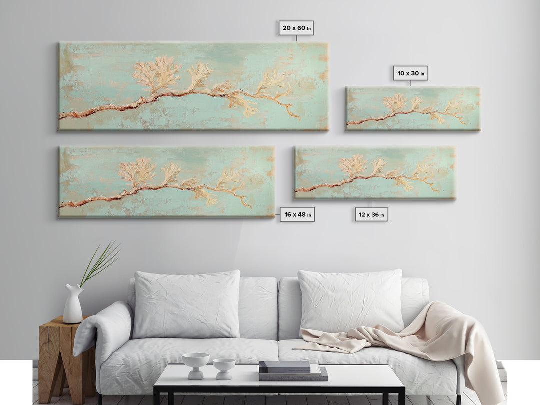 White Coral Branch Wall Art, Coastal Canvas Print, Beach House Decor, Minimalist Ocean Art For Serene Living Room Wall Decor