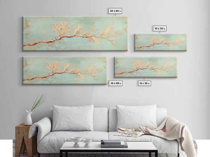 White Coral Branch Wall Art, Coastal Canvas Print, Beach House Decor, Minimalist Ocean Art For Serene Living Room Wall Decor