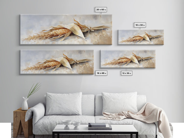 Dried Corn Husk Still Life Wall Art, Farmhouse Kitchen Decor, Rustic Canvas Print, Harvest Food Art For Country Home Decor