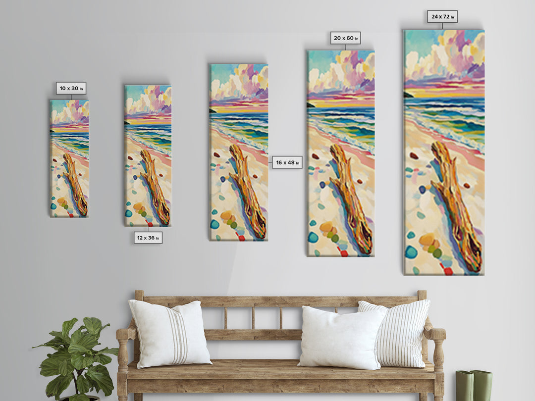 Ocean Driftwood Sunset Canvas Print, Coastal Wall Art, Beach House Decor, Seascape Painting, Living Room Wall Decor, Ocean Wall Art