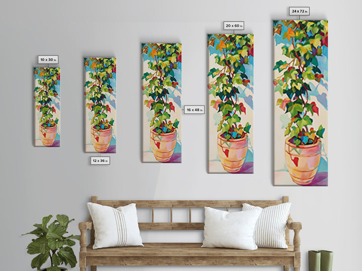 Trailing Houseplant Canvas Print, Colorful Botanical Wall Art, Plant Lover Gift, Boho Home Decor, Modern Nature Wall Art