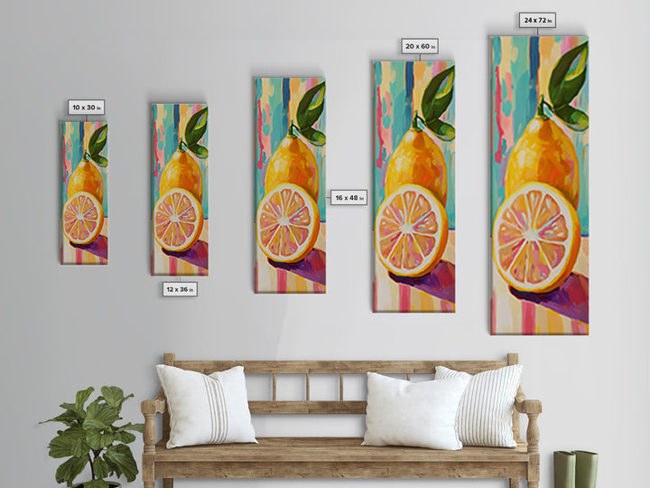 Bright Lemon Slice Still Life Canvas Print, Colorful Kitchen Wall Art, Citrus Fruit Decor, Modern Farmhouse Kitchen Gift