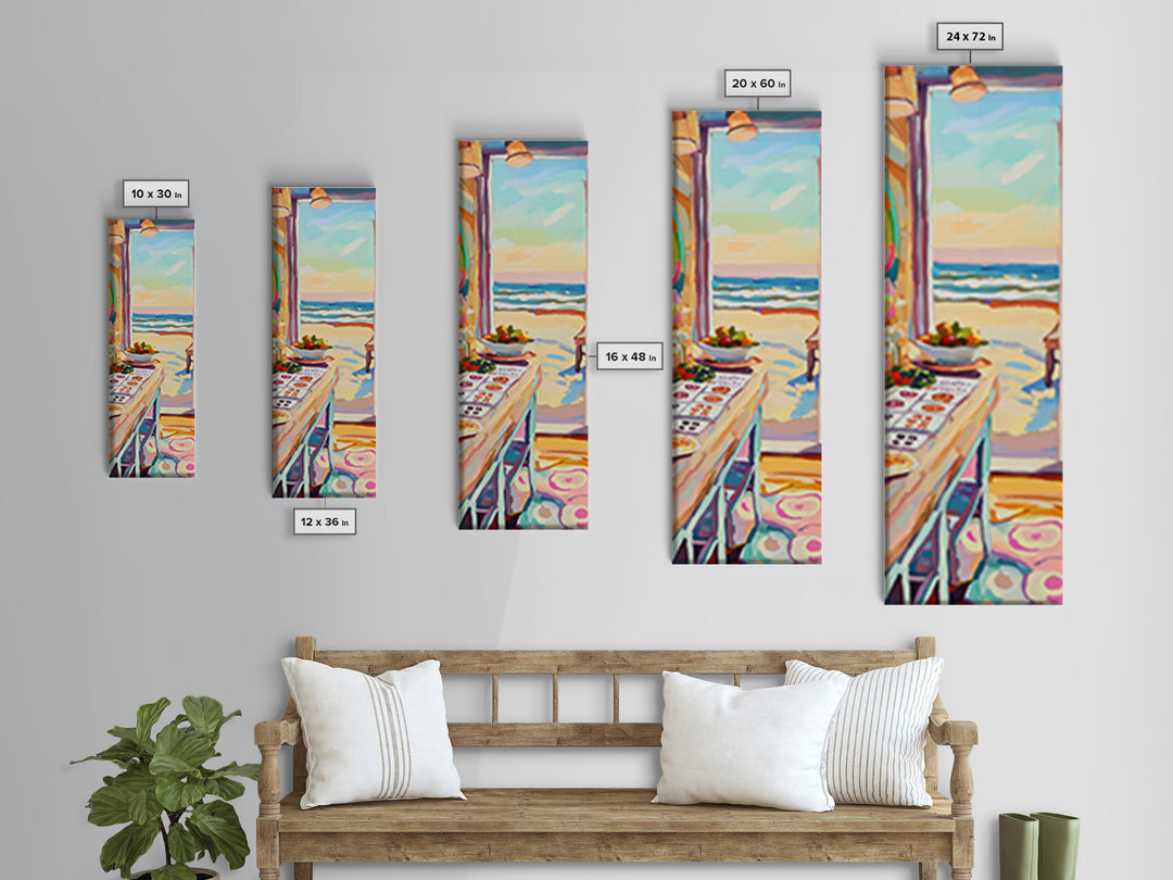Sunny Ocean View Art Studio Wall Art, Coastal Craft Room Canvas Print, Beach House Decor For Creative Office And Kitchen