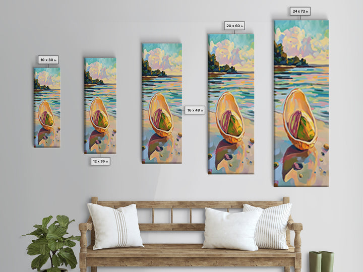 Seashell On Sunny Beach Canvas Print, Coastal Seascape Wall Art, Ocean Landscape, Beach House Decor, Summer Gift For Her