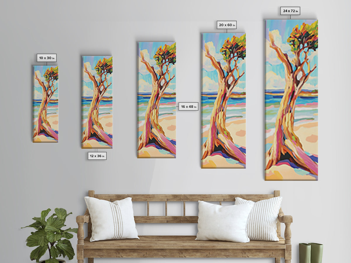 Twisted Driftwood Tree On Beach Wall Art, Coastal Landscape Print, Ocean Wall Decor, Nautical Home Decor, Living Room Art