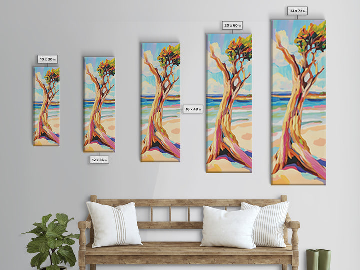 Twisted Driftwood Tree On Beach Wall Art, Coastal Landscape Print, Ocean Wall Decor, Nautical Home Decor, Living Room Art