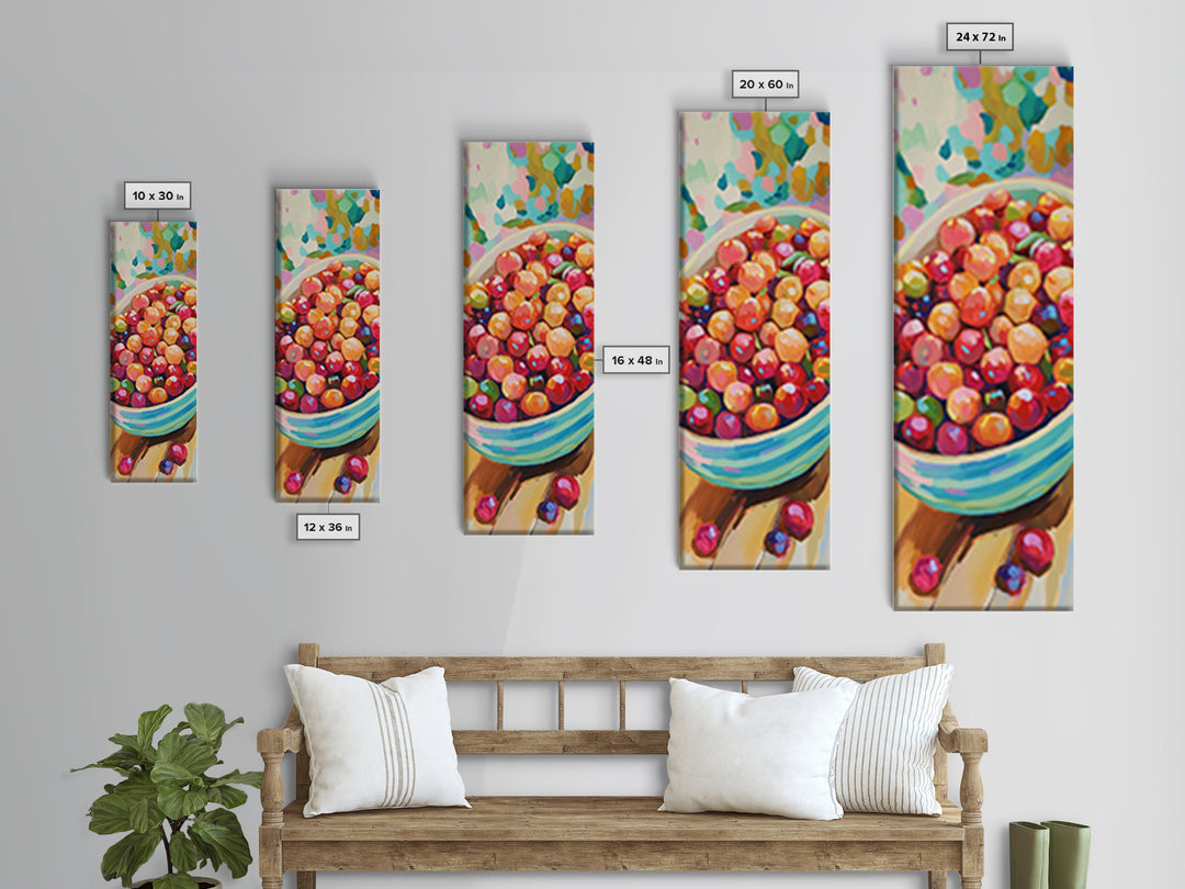 Colorful Cherry Bowl Wall Art, Vibrant Fruit Painting, Kitchen Wall Decor, Foodie Gift, Dining Room Print, Still Life Art