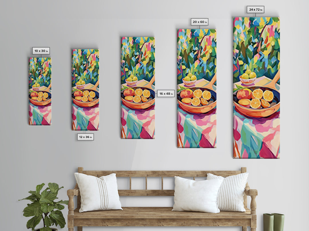 Fresh Citrus Slices In Copper Pan Canvas Print, Kitchen Wall Art, Lemon Decor, Mediterranean Food Art, Bright Dining Room Print