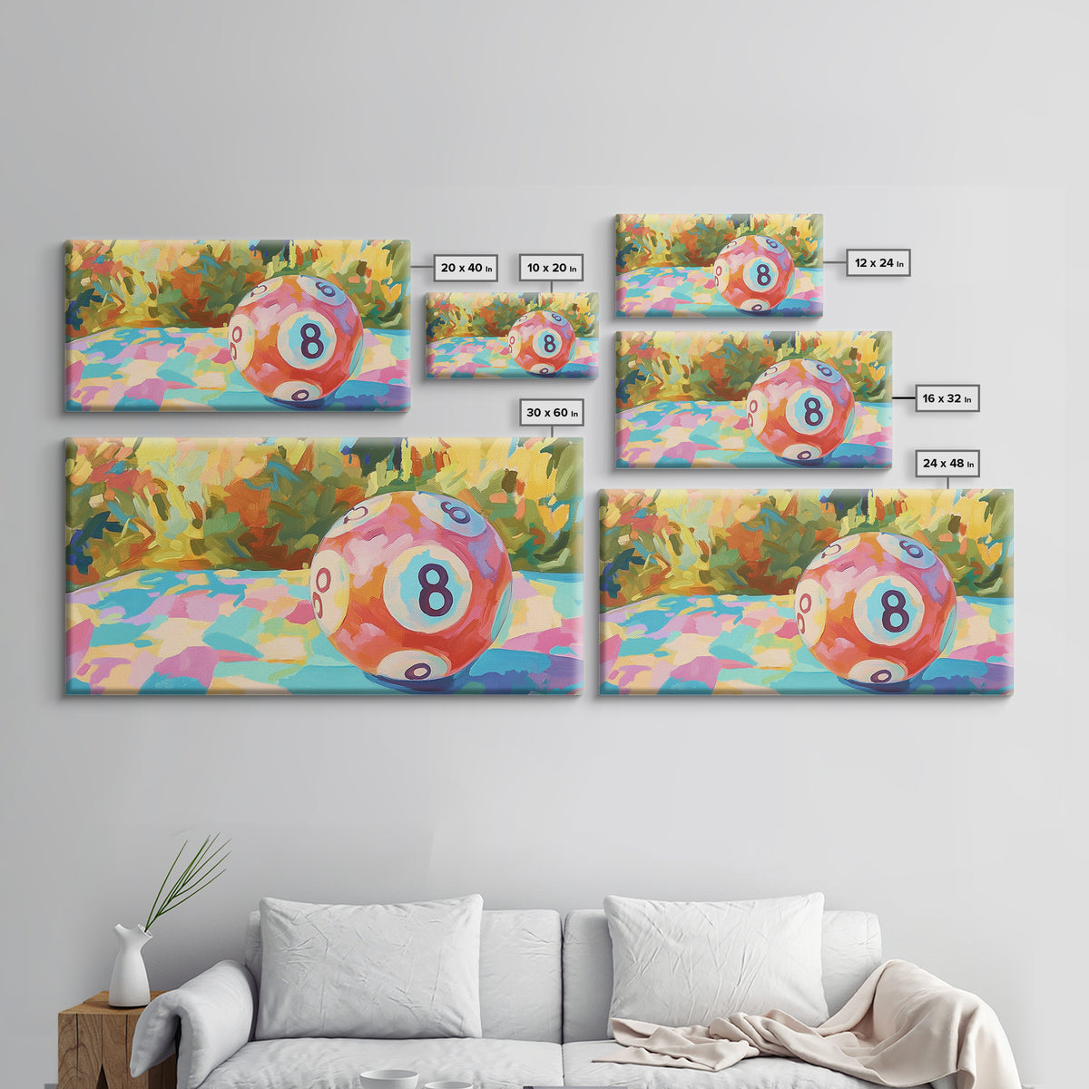 Pink Eight Ball Billiards Wall Art, Game Room Decor, Pool Room Art Print, Retro Poster, Man Cave Canvas Print, Gift For Him