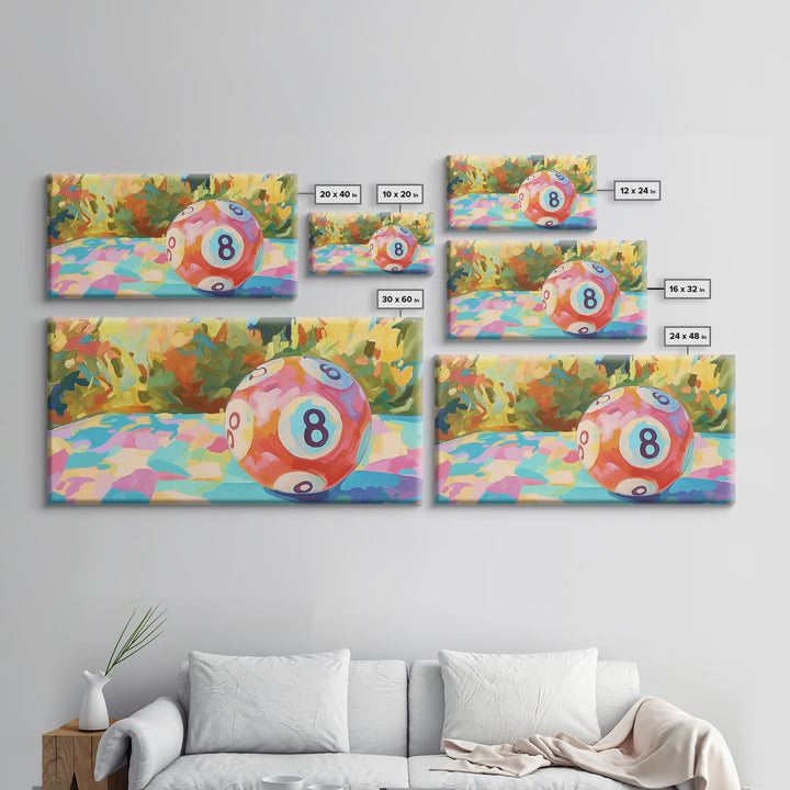 Pink Eight Ball Billiards Wall Art, Game Room Decor, Pool Room Art Print, Retro Poster, Man Cave Canvas Print, Gift For Him